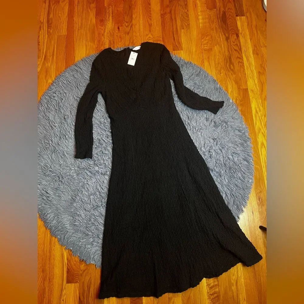 FLORET STUDIOS Textured Knit Long Sleeve Midi Dress Size L NWT